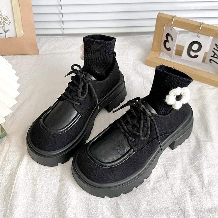 Модные ретро замшевые туфли на платформе для женщин Мэри Джейн Модные повседневные лоферы для женщин Обувь Новые оксфорды с круглым носком Туфли JK Lolita