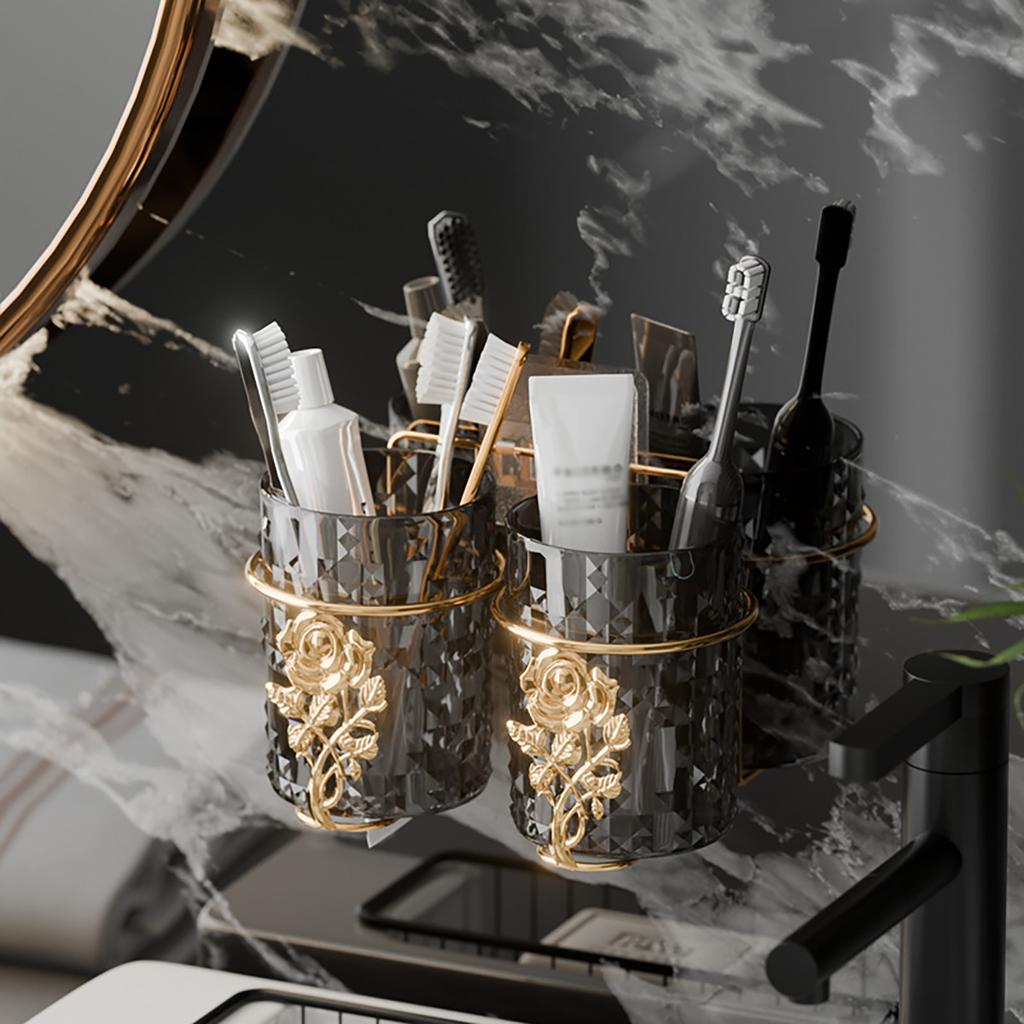 1шт-Настенный держатель для зубных щеток, стакан для ополаскивания рта, не требующий сверления, органайзер для ванной комнаты, неэлектрический. Украшения