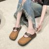 Fashion Women Mules Shoes Slippers Square Toe Flats Summer Designer Casual Outdoor Sandals 2024 New Cozy Flip  Shoes for Women Leisure