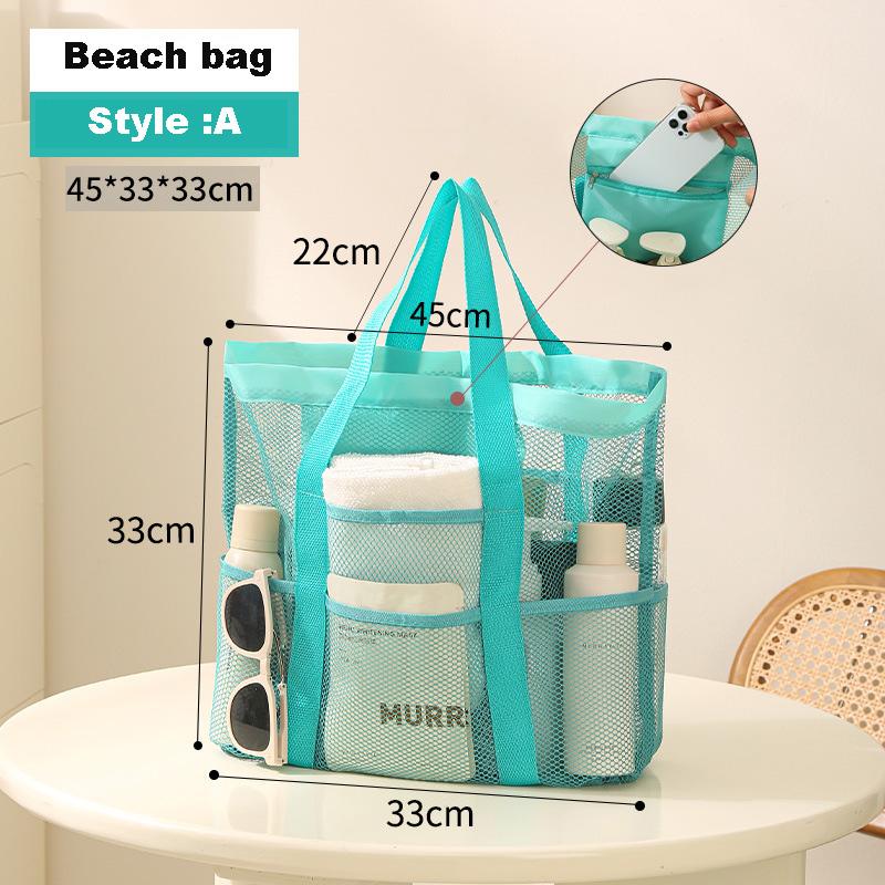 Large-Capacity Mesh Beach Bag Foldable Zippered and Breathable Tote for Swimming Travel & Grocery
