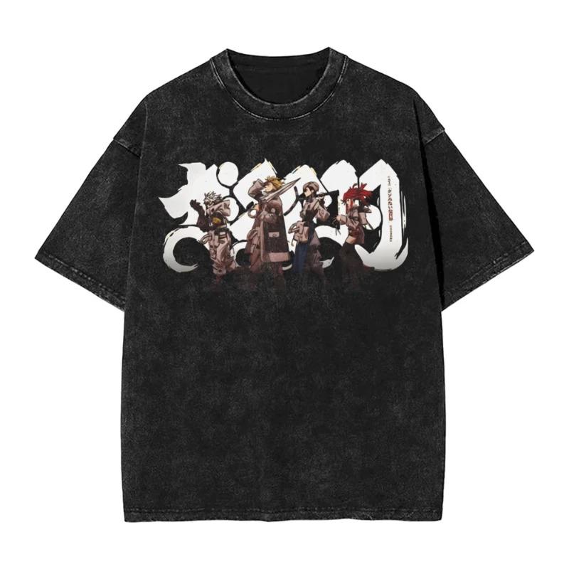 Gachiakuta Washed TShirt Unisexs Oversized YK Short Sleeve Casual Cotton TShirt Beach ONeck Loose Unisex Feamle Clothing Top Tee