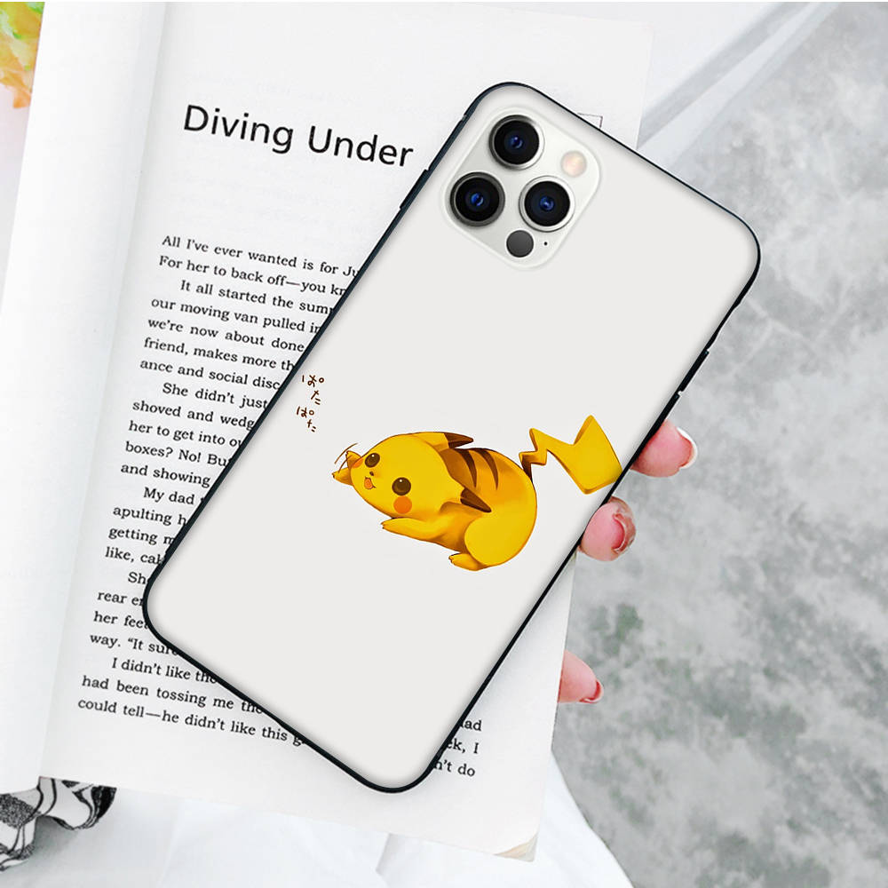 JP34 Pikachu Black Soft Case for Xiaomi Poco X6 X4 M5 M6 F5 F6 C65 C55 C50 C51 C40 Pro Redmi 14C A3X 13C 12C 11T 10A 9C Note 7 6 8A Plus