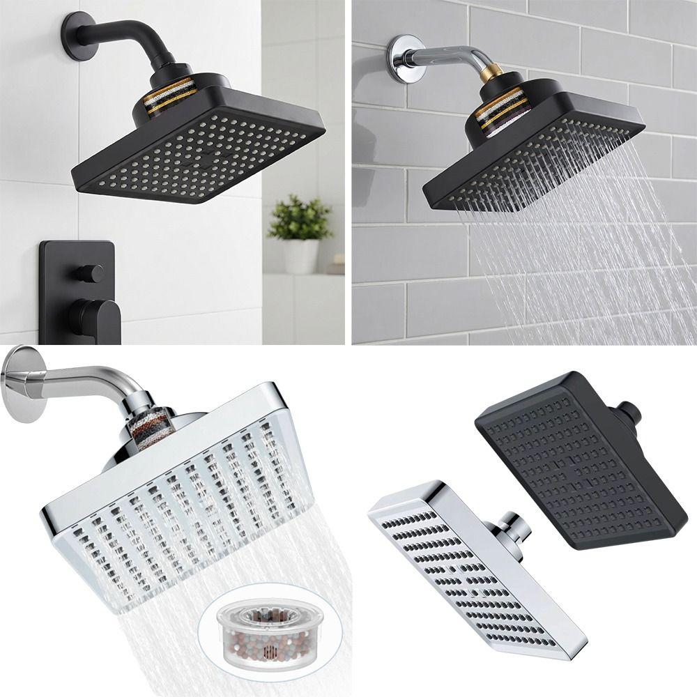 Portable Rainfall Shower Head Square Design Waterfall Shower Head Filter Shower Head Easy To Clean