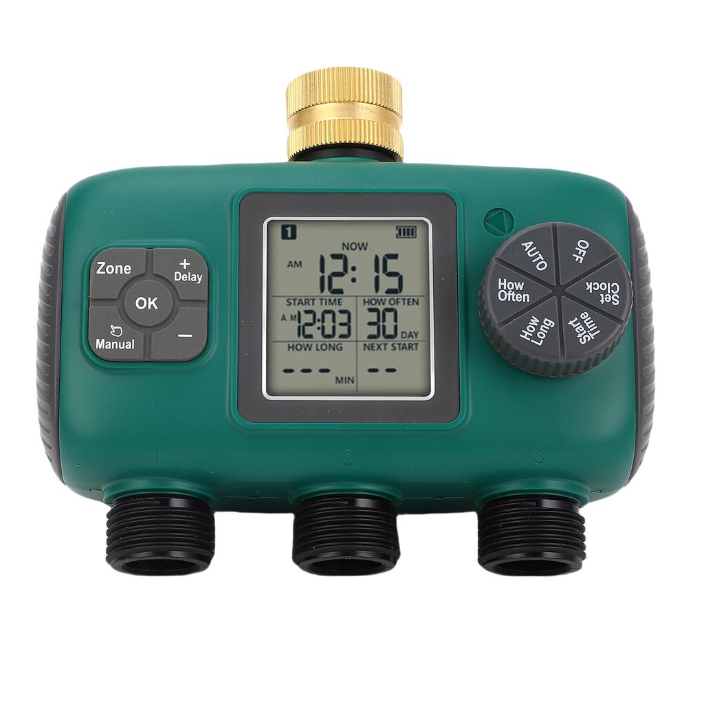 3-выходной таймер полива с латунным портом, водонепроницаемый, ЖК-дисплей, таймер полива, контроллер ирригации