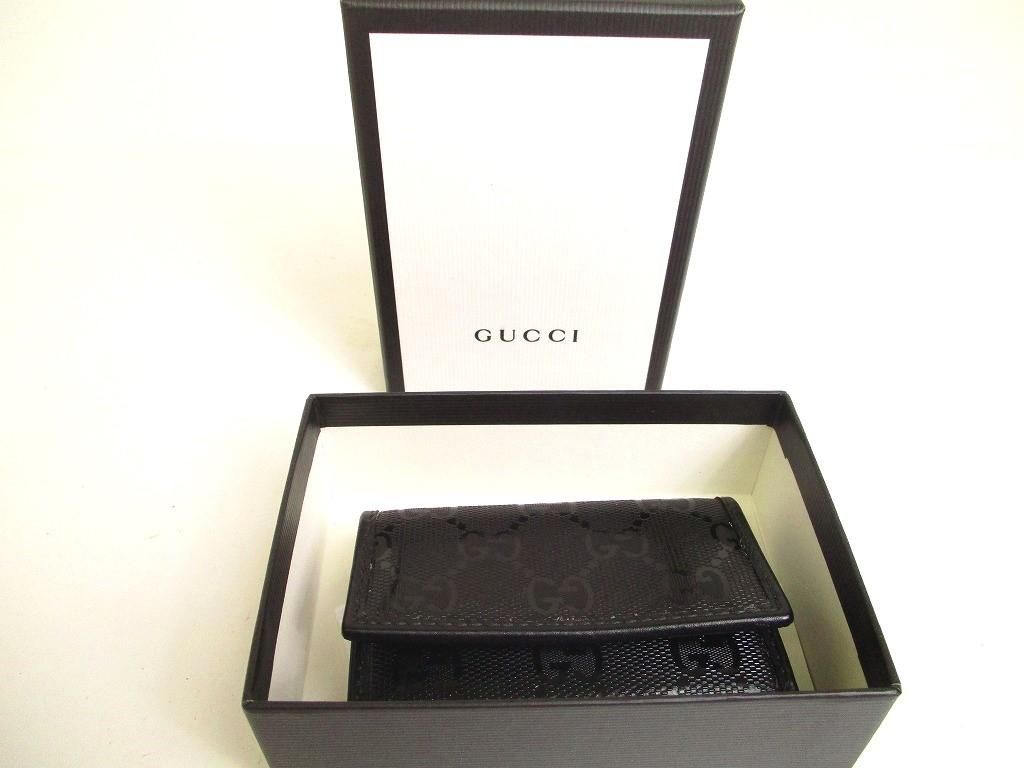 Оригинальный GUCCI GG Imprimee Черная Кожа 6 Карманов Чехол для Ключей #a163 Открытая коробка
