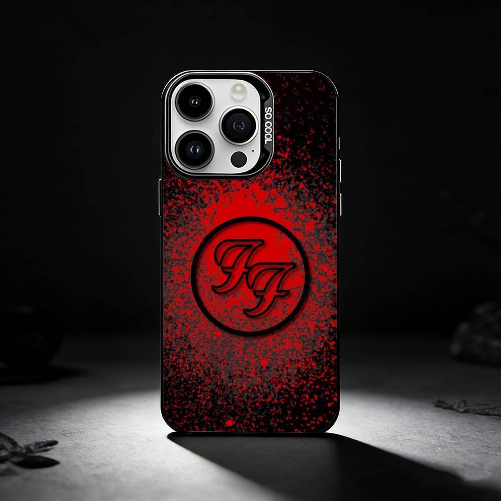 Foo F-Fighters band Phone Case For iPhone 17,16,15,14,13,12,11 Plus,Pro Max,XS,Colored silver phone case