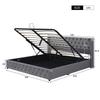 Upholstered Bed Wing Shape Double Rivet Row Velvet, Button Seams Head and Foot End, Double Bed 180*200 Hydraulic Function Bed, Gray