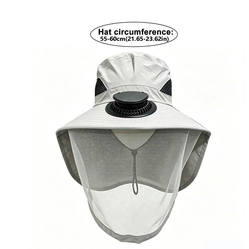 Convenient With Net Mesh Mosquito Head Net Hat Foldable Breathable Solar Fan Hat Cooling Quick-Drying Fishing Bucket Hat Hiking