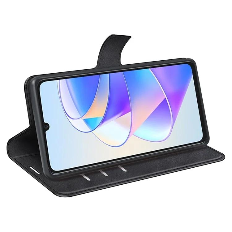 Cell Phone Case For Honor X7a 4G Wallet Square Magnetic Clasp Calf Texture Stand Phone Cover