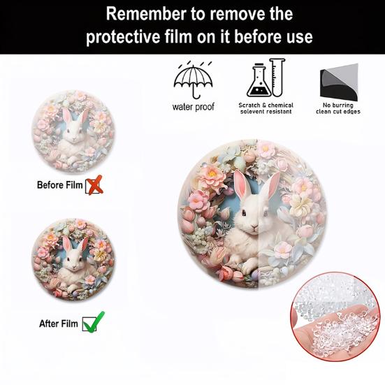 Пасхальный кролик орнамент 2D плоский акриловый приветственный знак деревенский мультяшный кролик подвесной декор для украшения стены входной двери