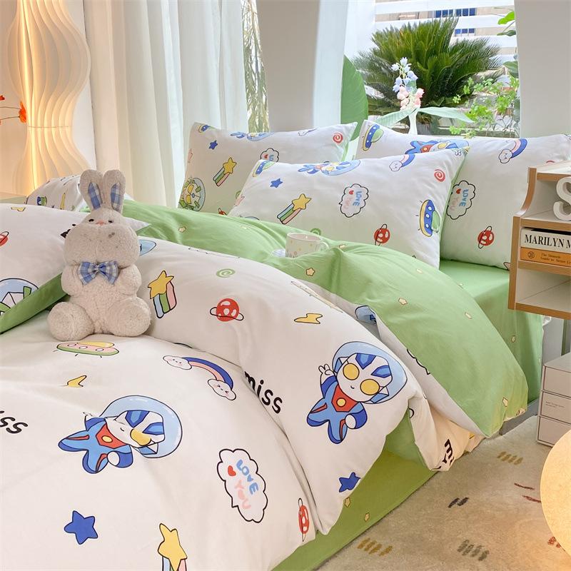 Комплект из четырех предметов из чистого хлопка, 60 штук, небольшой свежий комплект из трех предметов для спальни, осенне-зимний утолщенный пододеяльник, простыня