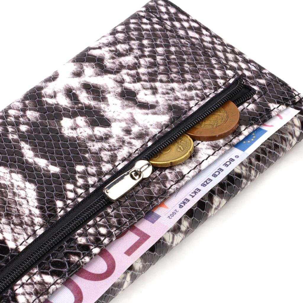 Women's Textured Wallet Made of Genuine Leather with Snake Embossing CANPELLINI 21692 Multicolored