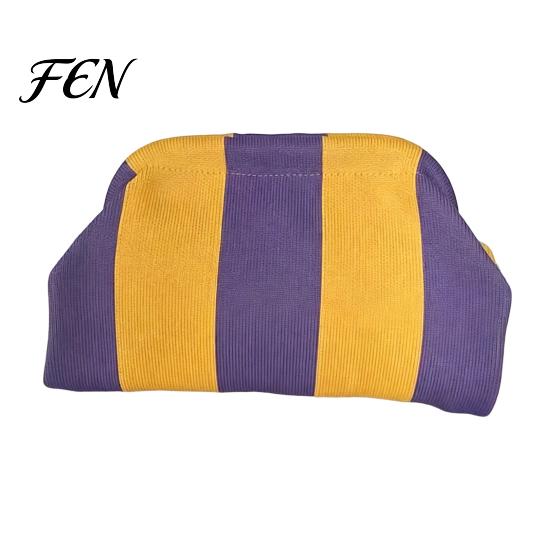Toiletry Storage Bag Women Woven Striped Clutch Purse, Large Capacity Kiss Lock Organizer Pouch Cosmetic Pouch, Summer Beach Vacation Evening Dumpling