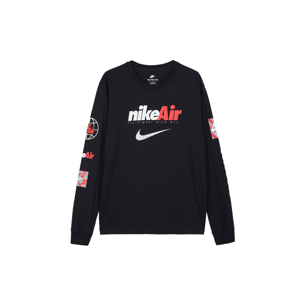 Nike Air Logo Print Breathable Long-Sleeve T-Shirt Men Tops Black DJ1416-010