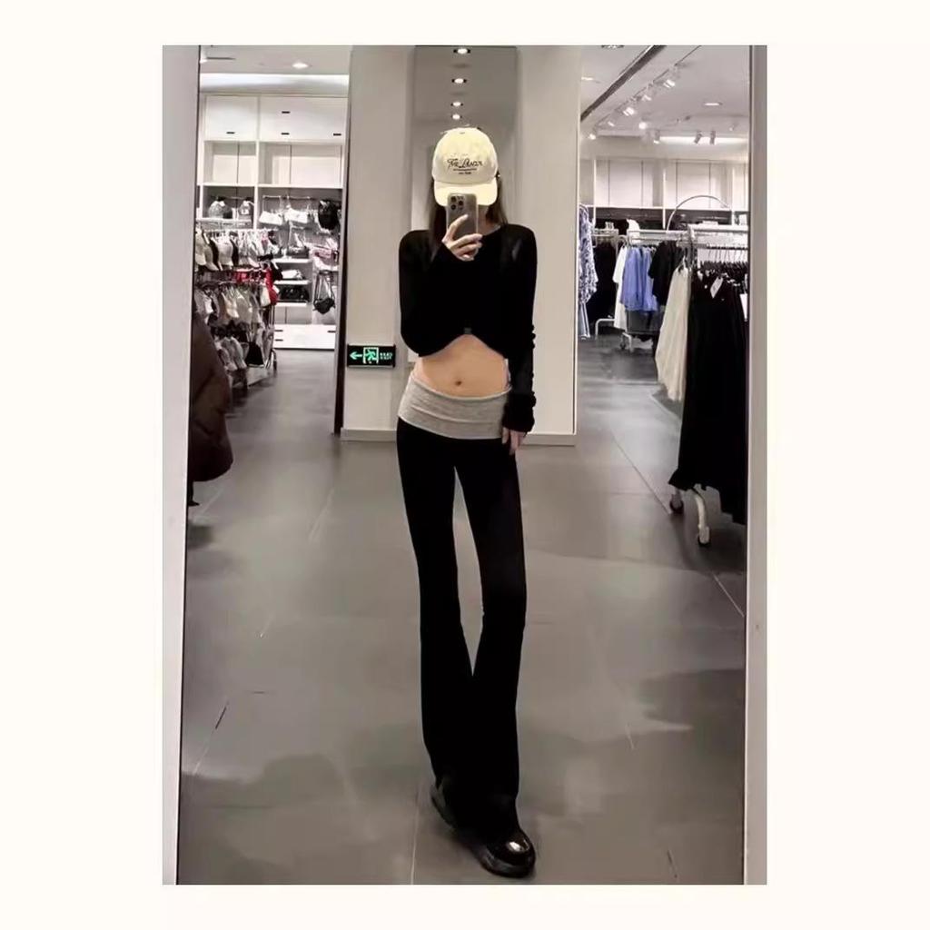 Модальные брюки-клеш для йоги с низкой посадкой и цветными блоками