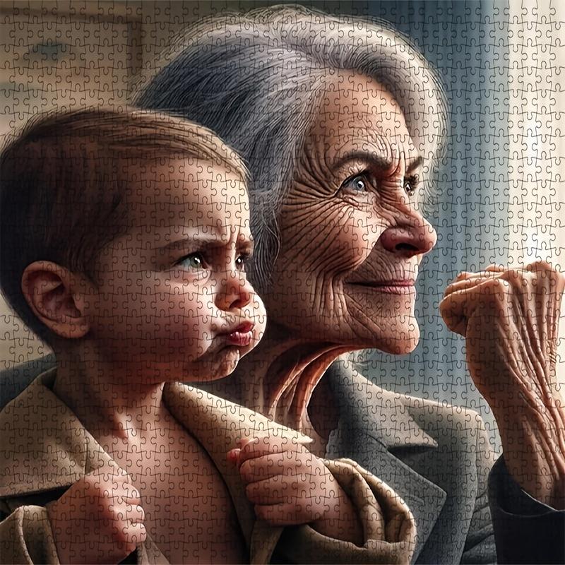 1000pcs/Puzzle Game - Enhancing Endurance And Logical Thinking - Exquisite Puzzle - (Young Frowning And Clenching Fists with Silver-Haired Elders Look