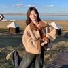 Женское модное и теплое двустороннее пальто с толстой флисовой подкладкой для осени и зимы