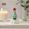 Crystal Holiday Decor Handmade Glass Christmas Tree Ornament with Star Top And Colorful Bead Details, Figurine Desktop Rotating for Home Tabletop