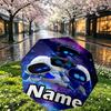 Custom Name Personalized Cosmic Bot Crew Print Umbrella, Auto Open Close, 8‑Rib Sturdy Frame, Commute Camping Hiking Use, Birthday Gift