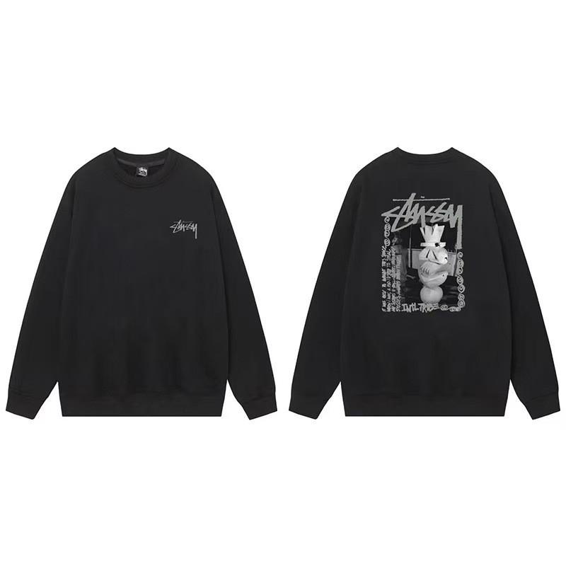 Mens Plain Crewneck Sweatshirt Oversized Fit Casual Long Sleeve Hoodless Top Winter
