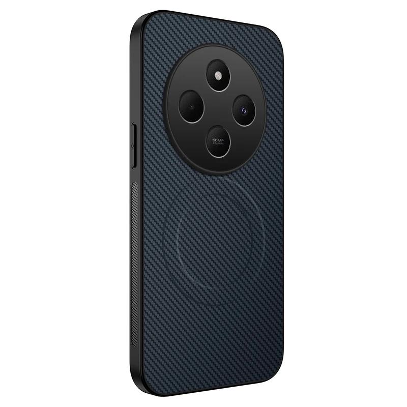 Carbon Fiber Wireless Charging Magnetic Cases For Poco M7 M6 4G M6 Plus 5G Lens Protection Silicone Soft Bumper Cover Phone Case