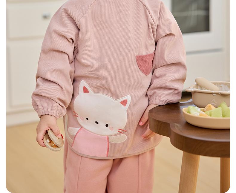 Nidoran 2025 Fleece-Lined Winter Smock for Kids - Anti-Stain and Warm Bib for Boys and Girls