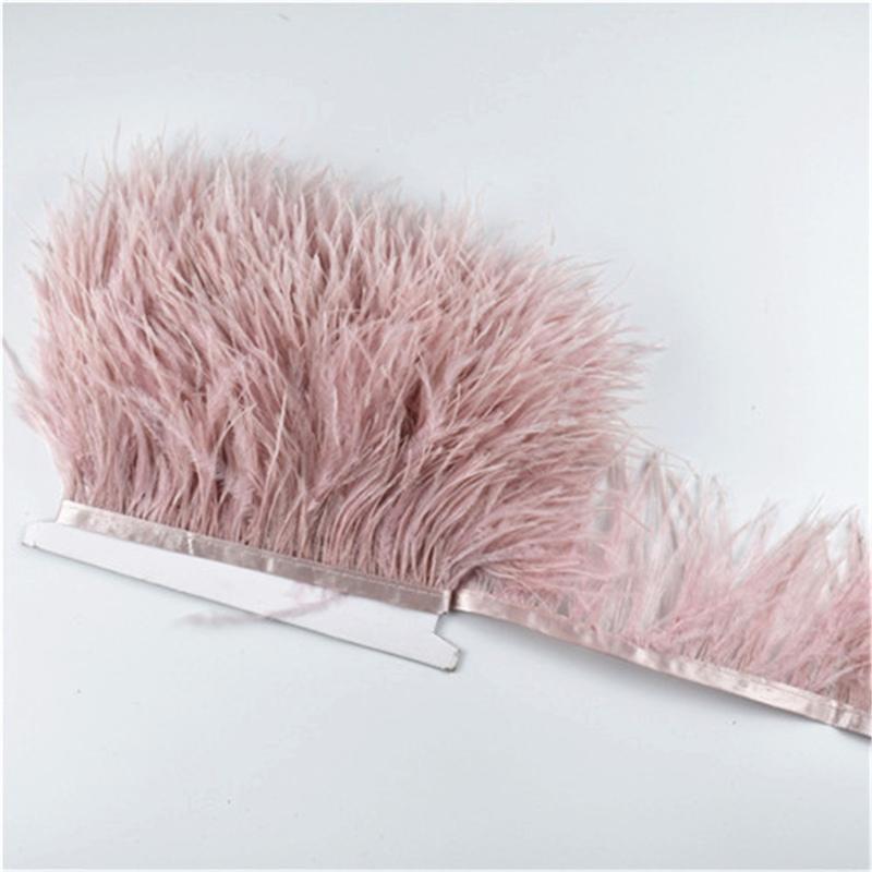 10Meters Colored Ostrich Feathers On Ribbon Trim 8-10Cm Skirt Fringe On Tape Ostrich Feather Trims Sewing Trimmings Decoration