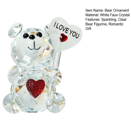 Clear Bear Figurine Valentine's Day Gift I Love You Faux Crystal Bear