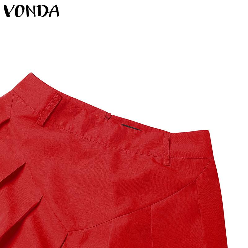 VONDA Женские плиссированные юбки-миди на молнии с поясом, офисные длинные платья