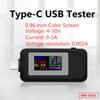 USB-тестер Type-C Ток 4-30 В USB-C Вольтметр Амперметр с таймером 10 в 1 USB-C Зарядный кабель Цветной экран