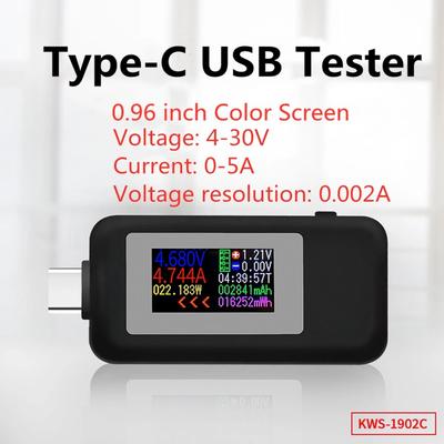 USB-тестер Type-C Ток 4-30 В USB-C Вольтметр Амперметр с таймером 10 в 1 USB-C Зарядный кабель Цветной экран