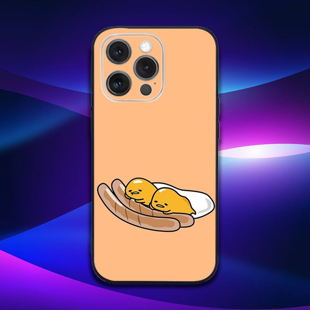 G-Гудетама Милый Электронное Яйцо Чехол для Телефона Для iPhone 16e,16,15,14,13,12,11,Pro,X,XS,Max,XR,Plus,Mini Мягкий Черный Чехол