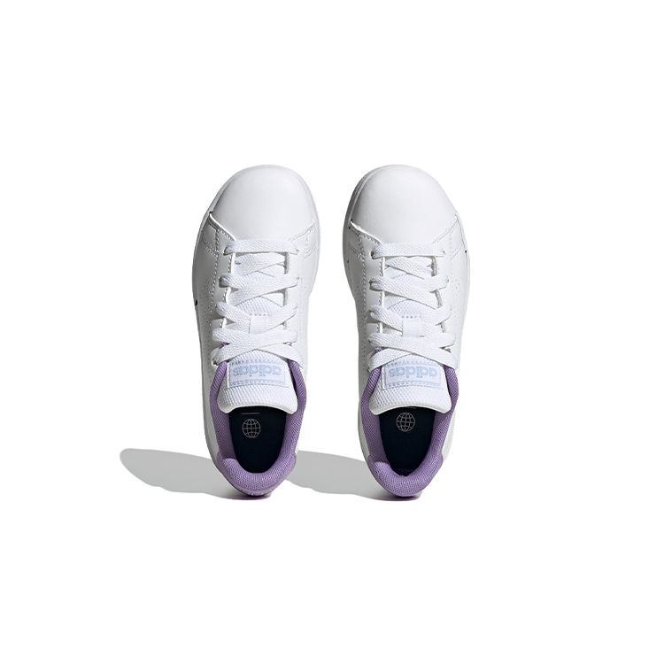 adidas Neo Advantage K Синтетическая кожа Нескользящие Прочные Низкие Детские Кеды для Скейтбординга Детские Кроссовки Бело-фиолетовые H06181