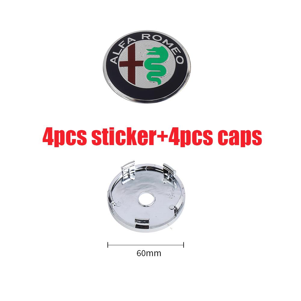 OUVKF1 4Pcs For Alfa Romeo Giulietta 147 Giulia Spider GT MiTo Stelvio 159 TZ3 Car Wheel Center Hub Caps Sticker Badge Tire Rim Covers