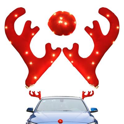 Украшение для автомобиля Рождественские оленьи рога Автомобильные оленьи рога Рождественский декор Светящийся набор рогов Крыши Вершины Украшение в виде оленя