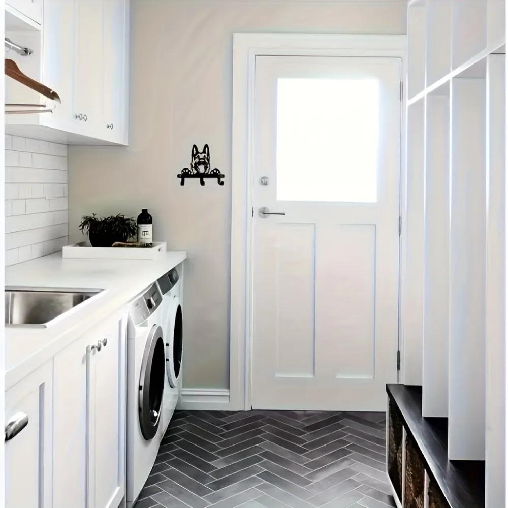 Настенный крючок с изображением немецкой овчарки, черная металлическая вешалка для ключей и поводка с 3 крючками, идеально подходит для кухни, ванной комнаты и спальни