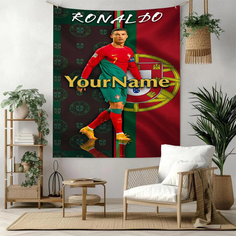 Cristiano Ronaldo Custom Your Name Wall Decor Tapestry Art For Pet Memorial Birthdaywedding Party Backdrop Family Gift