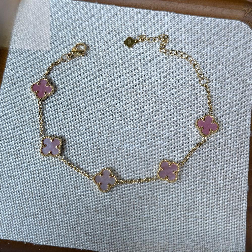 Браслет из титановой стали 10 мм, не выцветающий, «Четырехлистный клевер», легкая роскошь, модный, универсальный, пятицветный браслет