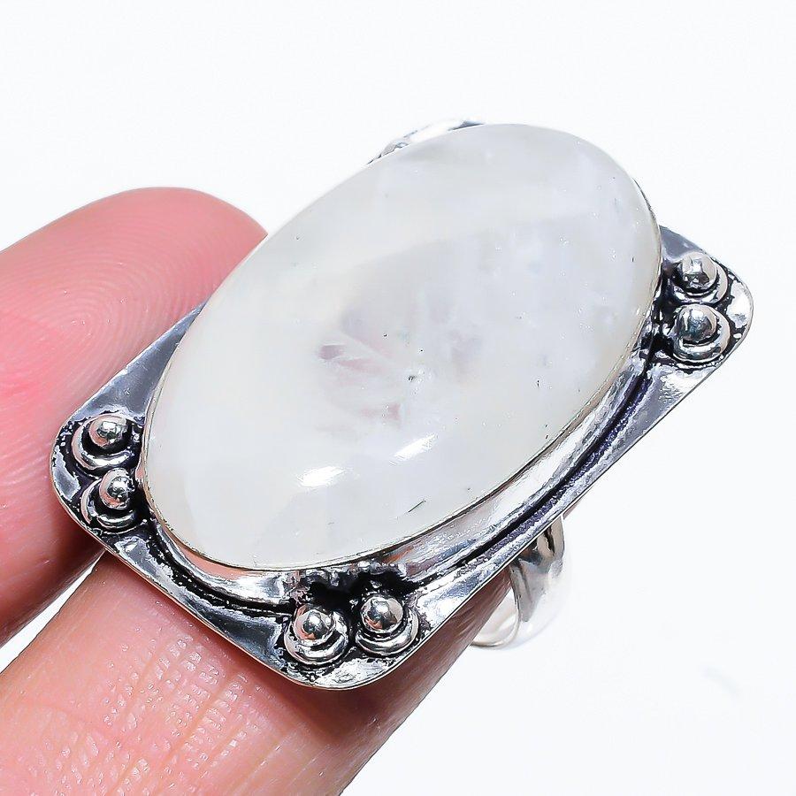 Rainbow Moonstone Handmade 925 Sterling Silver Jewelry Ring Size 6 d9G09