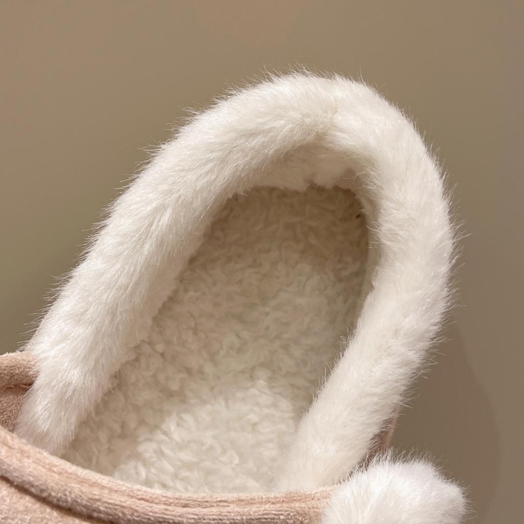 Cute Cat Paw Cotton Snow Boots Shoes with Winter Velvet Thick Sole Indoor Outdoor Shoes ForWarm Round Toe Ankle Boots