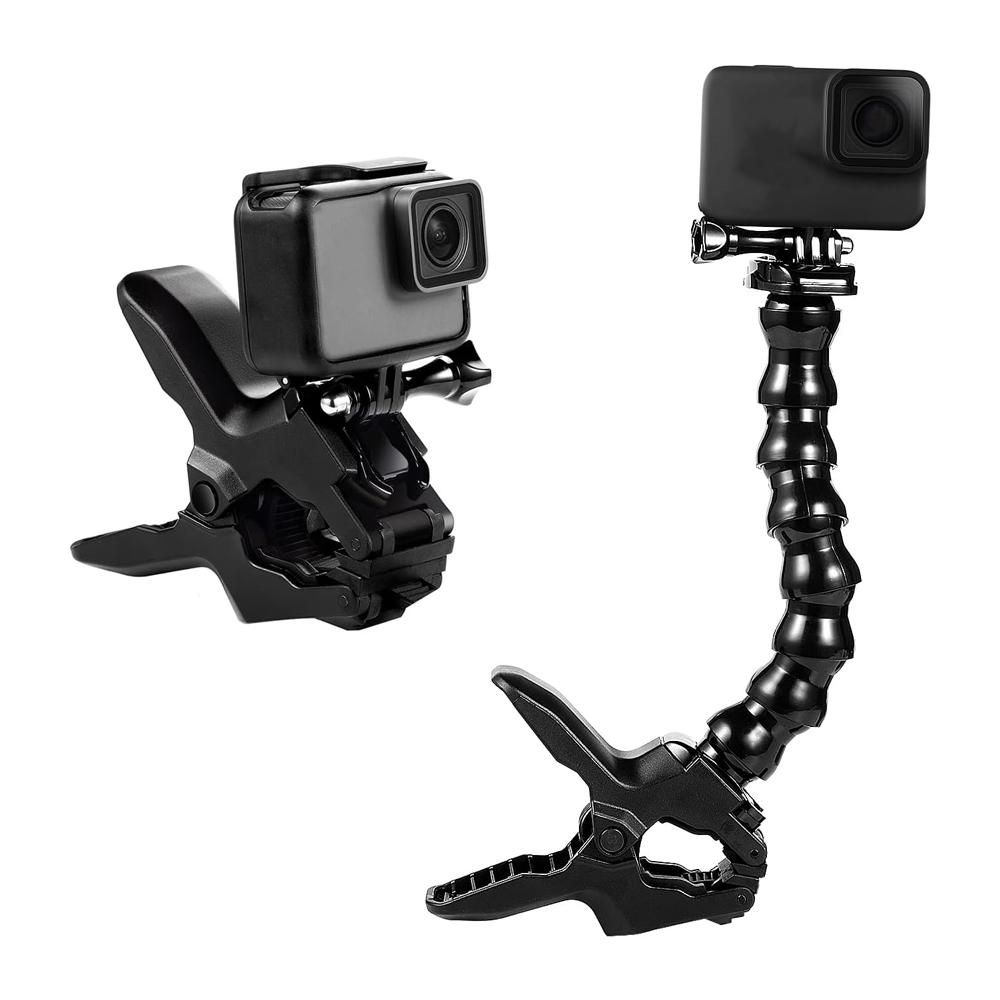 Зажим-держатель «Челюсти» на гибкой шее для GoPro Hero 13 12 11 10 9 SJCAM Akaso Insta360 DJI Osmo Action 6/5 PRO/4/3/Nano Камеры