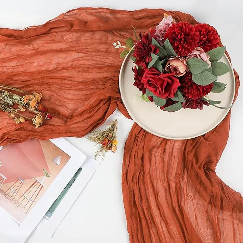 Дорожка для стола из нежно-голубой марли, 4 шт. в упаковке, винтажная деревенская марлевая дорожка для стола, украшение в стиле бохо на День Святого Патрика, Пасхальная свадьба