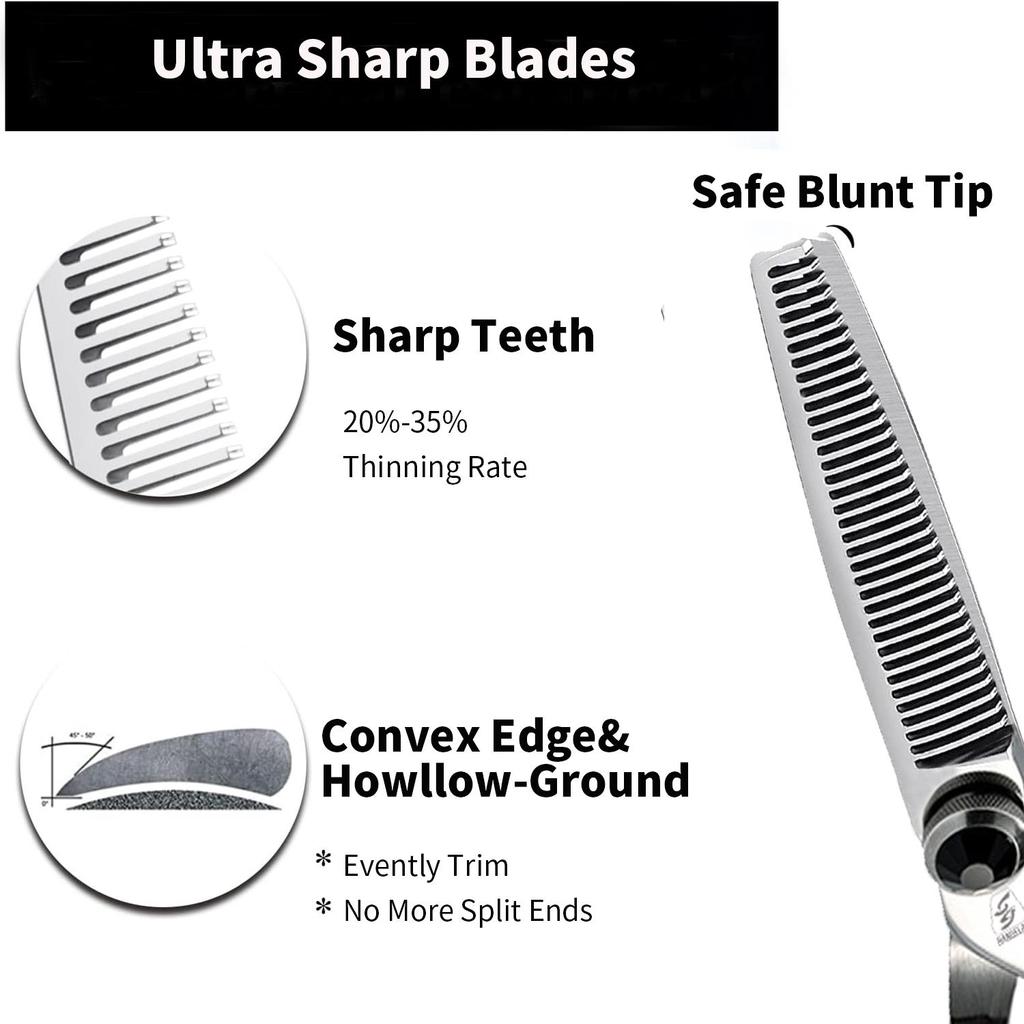 Sangelar 6-дюймовые ножницы для волос с двойным хвостом для левой и правой руки, профессиональные парикмахерские ножницы, режущие филировочные ножницы, парикмахерские инструменты