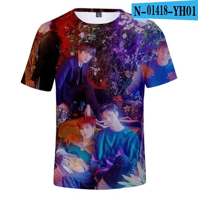 Kpop Monsta X футболка с 3d принтом для женщин и мужчин футболка в стиле Харадзюку K-Pop футболка для членов команды футболки с короткими рукавами уличная одежда 