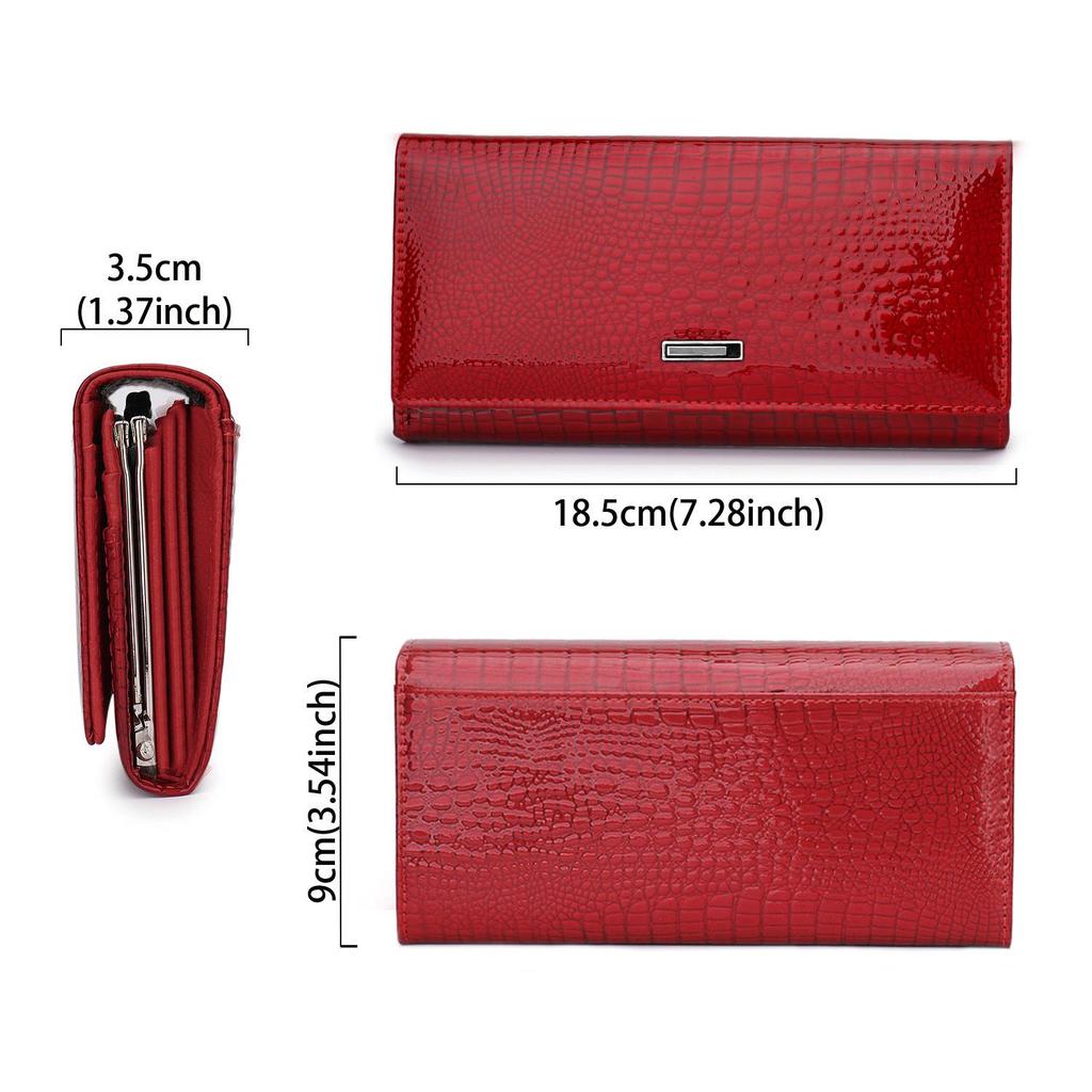 OZON Женский клатч и кошелек-браслет из натуральной кожи с тиснением под крокодила