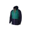 Warm Colorblock Sports Training Hooded Cotton Jacket Men Outerwear Blue Green BV6299-498