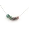 Stones and Minerals. Necklace 4 Beads Indian Agate 8 Mm. Stainless Steel Chain. Necklace Women, Men. Customizable Size