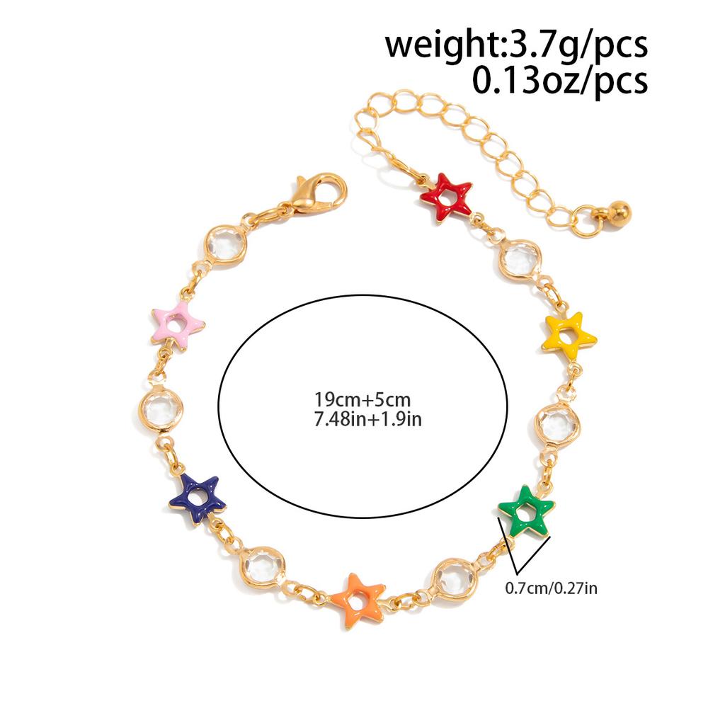 Hip-Hop Niche Colorful Pentagram Crystal Necklace for Men High-End Niche Collarbone Chain Men's Jewelry