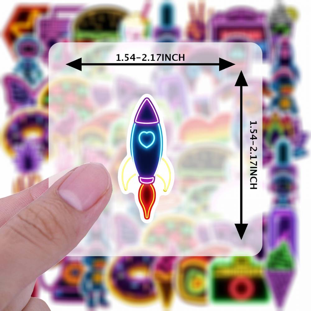 35pcs-50pcs Fun Music Stickers Neon Retro Stationery Stickers Graffiti Decals For Notebook Luggage Mobile Phone Cup Guitar DIY
