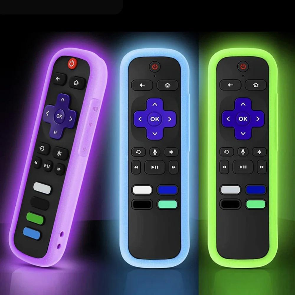 Чехол для пульта дистанционного управления Roku, чехол для TCL Roku TV, силиконовый защитный контроллер, универсальный сменный чехол, сияющая кожа
